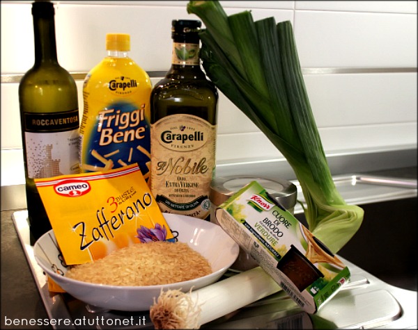 ingredienti risotto porro e zafferano