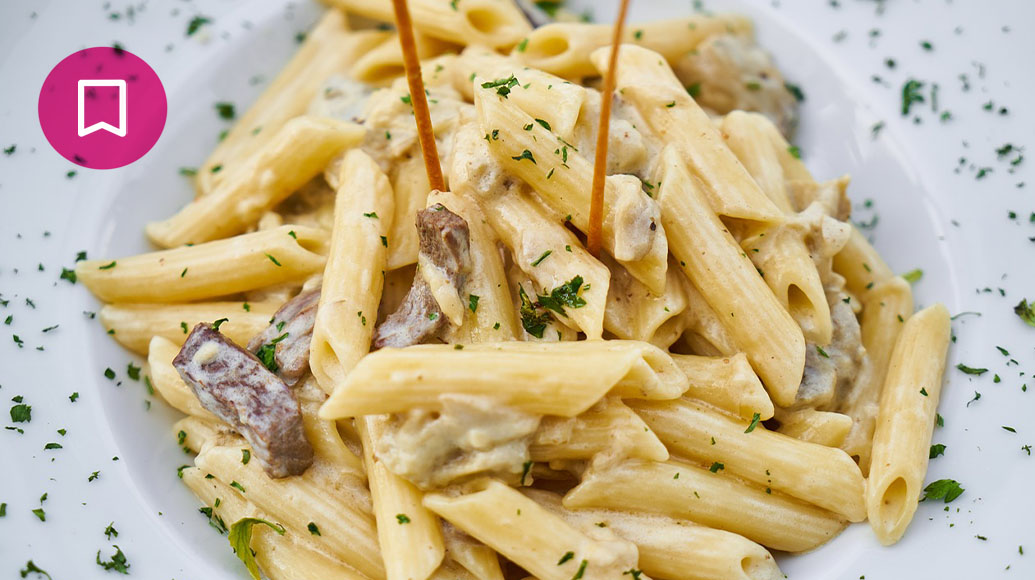 Penne con verza e pancetta