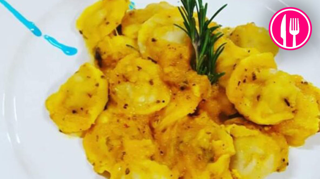 Tortellini alla zucca gialla e bianchetto